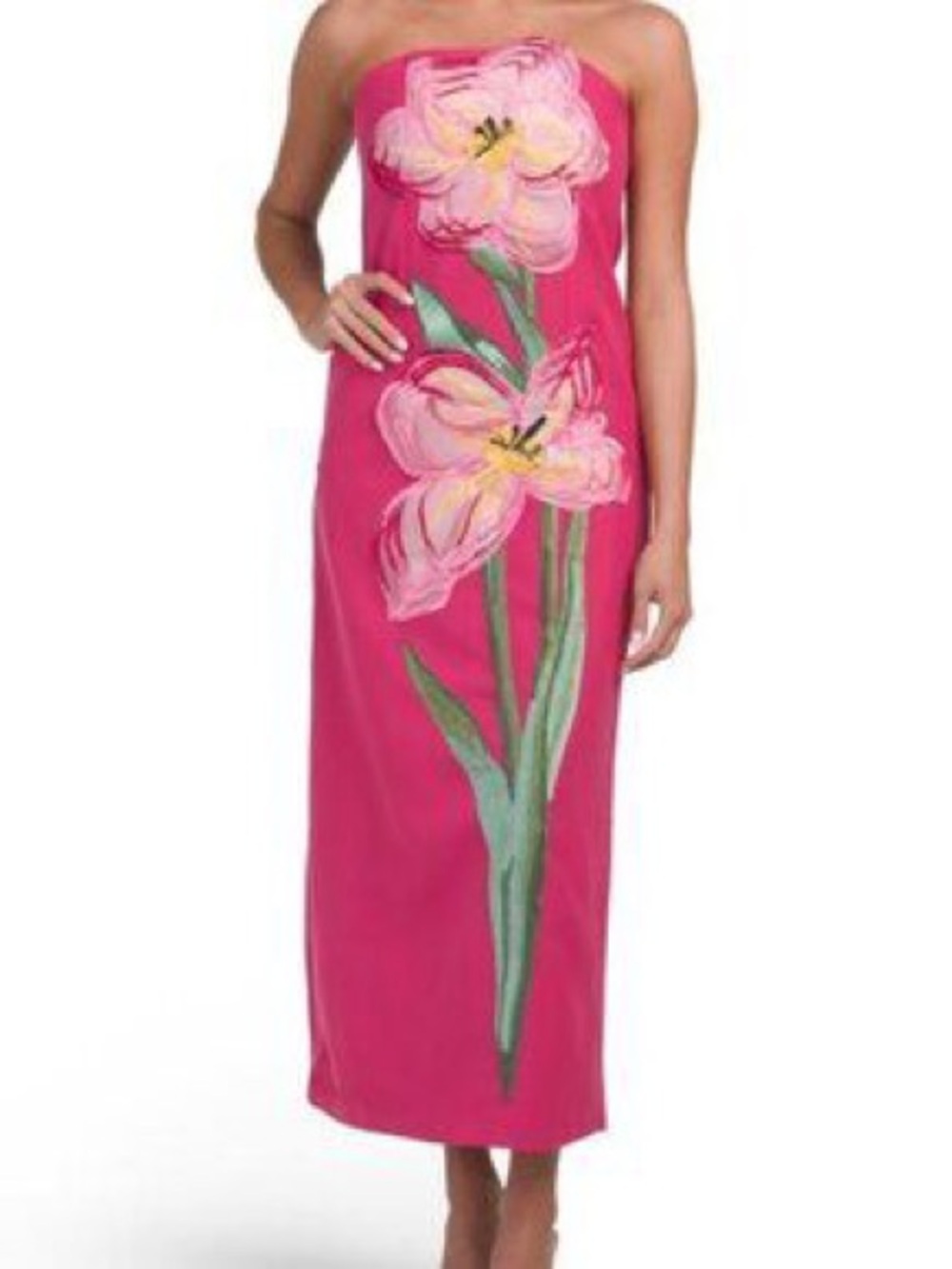 Dalia Macphee Floral Appliqué Pink Formal Dress size M NWT - Leo Lin style